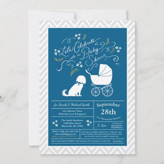 Cavalier King Charles Spaniel Dog Baby Shower Boy Einladung (Vorderseite)