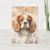 Cavalier King Charles Spaniel Dog Blossom Birthday Karte (Vorderseite)