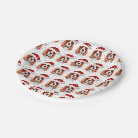 Cavalier King Charles Spaniel Dog Breed Christmas Pappteller (Schrägansicht)