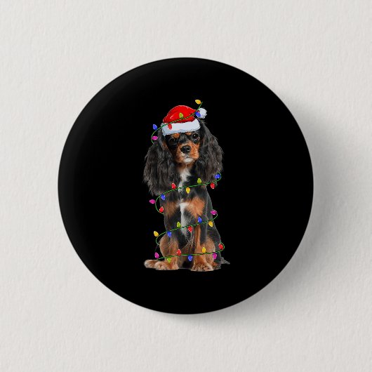 Cavalier King Charles Spaniel Dog Christmas Lights Button (Vorderseite)