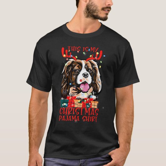 Cavalier King Charles Spaniel Dog Christmas Pajama T-Shirt (Vorderseite)