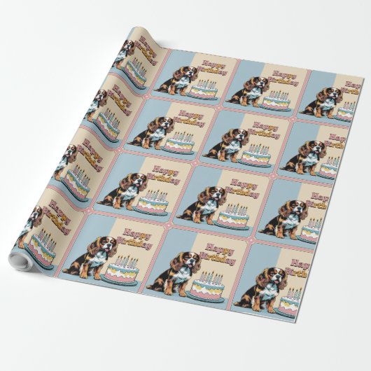 Cavalier King Charles Spaniel Dog Colorful Geschenkpapier (Ungerollt)