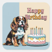 Cavalier King Charles Spaniel Dog Colorful Quadratischer Aufkleber (Vorderseite)