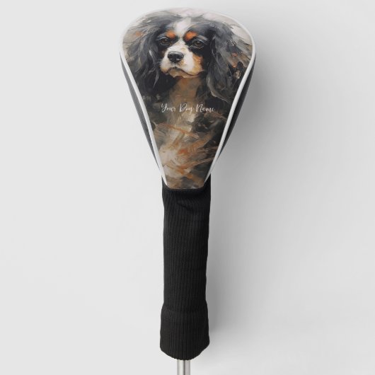 Cavalier King Charles Spaniel Dog im Wind 2003 Golf Headcover (Vorderseite)