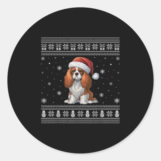 Cavalier King Charles Spaniel Dog liebvers Ugly Xm Runder Aufkleber (Vorderseite)