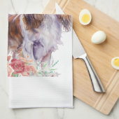 Cavalier King Charles Spaniel Dog Mama Floral Geschirrtuch (Viertel Falte)