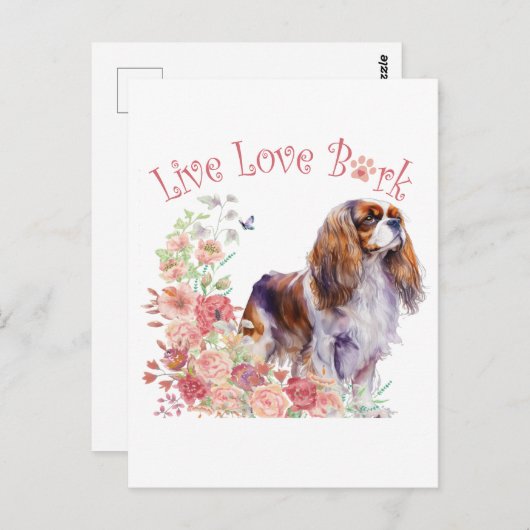 Cavalier King Charles Spaniel Dog Mama Floral Postkarte (Vorne/Hinten)