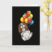 Cavalier King Charles Spaniel Dog mit Ballons Karte (Gelbe Blume)
