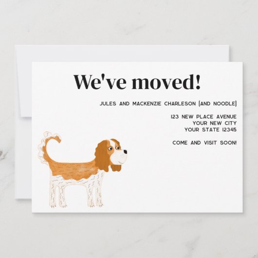 Cavalier King Charles Spaniel Dog Moving New Zuhau Ankündigung (Vorderseite)