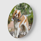 Cavalier King Charles Spaniel Dog - Paw Print Time Große Wanduhr (Winkel)