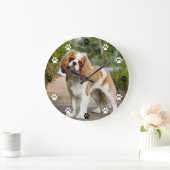 Cavalier King Charles Spaniel Dog - Paw Print Time Große Wanduhr (Zuhause)