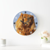 Cavalier King Charles Spaniel Dog - Paw Print Time Große Wanduhr (Zuhause)