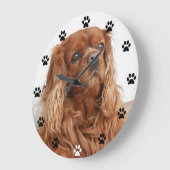 Cavalier King Charles Spaniel Dog - Paw Print Time Große Wanduhr (Winkel)