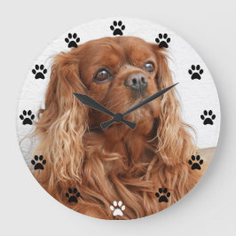 Cavalier King Charles Spaniel Dog - Paw Print Time Große Wanduhr