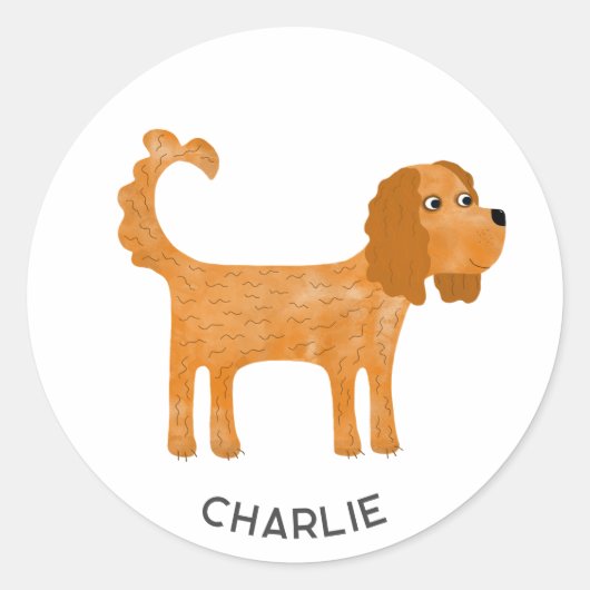 Cavalier King Charles Spaniel Dog Personalisiert Runder Aufkleber (Vorderseite)