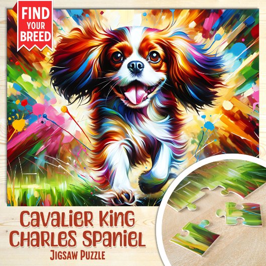 Cavalier King Charles Spaniel Dog Portrait Acrylic Puzzle