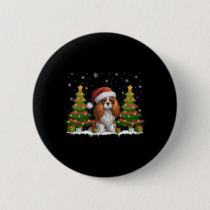 Cavalier King Charles Spaniel Dog Santa Christmas Button