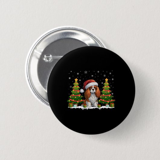 Cavalier King Charles Spaniel Dog Santa Christmas Button (Vorne & Hinten)