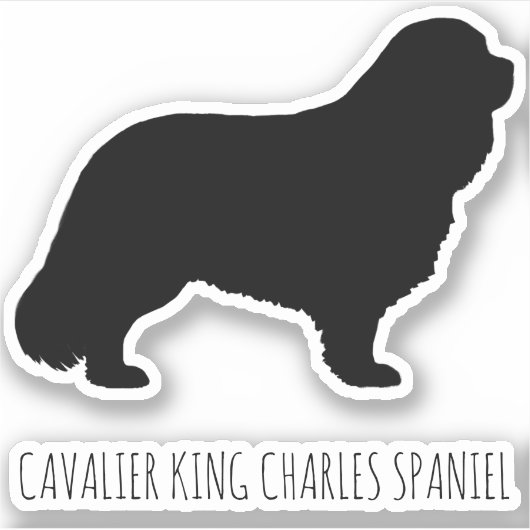 Cavalier King Charles Spaniel Dog Silhouette Vinyl Aufkleber (Vorderseite)