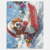 Cavalier King Charles Spaniel Dog Sledge Weihnacht Fleecedecke (Vorderseite)