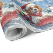 Cavalier King Charles Spaniel Dog Sledge Weihnacht Geschenkpapier (Rolleneckpunkt)