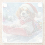 Cavalier King Charles Spaniel Dog Sledge Weihnacht Glasuntersetzer (Rückseite)