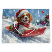 Cavalier King Charles Spaniel Dog Sledge Weihnacht Große Geschenktüte (Vorderseite)