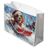 Cavalier King Charles Spaniel Dog Sledge Weihnacht Große Geschenktüte (Rückseite Schrägansicht)