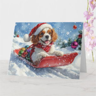 Cavalier King Charles Spaniel Dog Sledge Weihnacht Karte