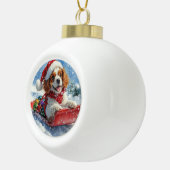 Cavalier King Charles Spaniel Dog Sledge Weihnacht Keramik Kugel-Ornament (Rechts)
