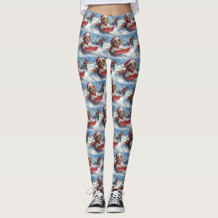 Cavalier King Charles Spaniel Dog Sledge Weihnacht Leggings