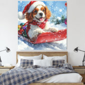 Cavalier King Charles Spaniel Dog Sledge Weihnacht Leinwanddruck (Insitu (Schlafzimmer))