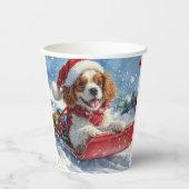 Cavalier King Charles Spaniel Dog Sledge Weihnacht Pappbecher (Vorderseite)