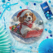Cavalier King Charles Spaniel Dog Sledge Weihnacht Pappteller (Party)