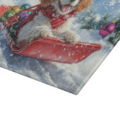 Cavalier King Charles Spaniel Dog Sledge Weihnacht Schneidebrett (Ecke)