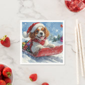 Cavalier King Charles Spaniel Dog Sledge Weihnacht Serviette (Beispiel)