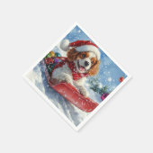 Cavalier King Charles Spaniel Dog Sledge Weihnacht Serviette (Ecke)