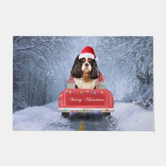 Cavalier King Charles Spaniel Dog Snow Weihnachtsf Fußmatte (Vorderseite)