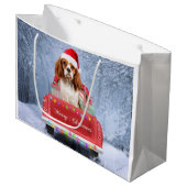 Cavalier King Charles Spaniel Dog Snow Weihnachtsf Große Geschenktüte (Vorderseite Schrägansicht)