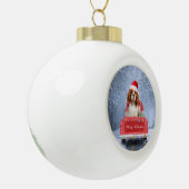 Cavalier King Charles Spaniel Dog Snow Weihnachtsf Keramik Kugel-Ornament (Links)