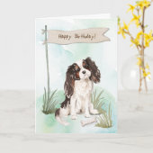 Cavalier King Charles Spaniel Dog Under Birthday Karte (Gelbe Blume)