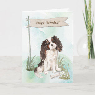 Cavalier King Charles Spaniel Dog Under Birthday Karte