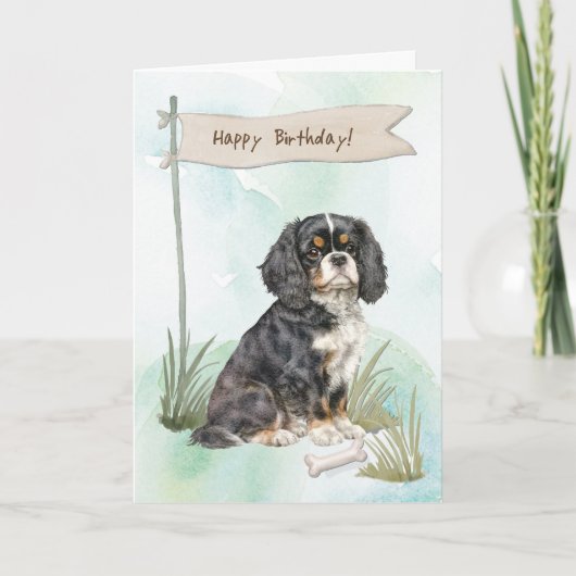 Cavalier King Charles Spaniel Dog Under Birthday Karte (Vorderseite)