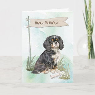 Cavalier King Charles Spaniel Dog Under Birthday Karte