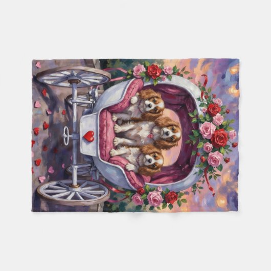 Cavalier King Charles Spaniel Dog Valentine's Day Fleecedecke (Vorderseite (Horizontal))