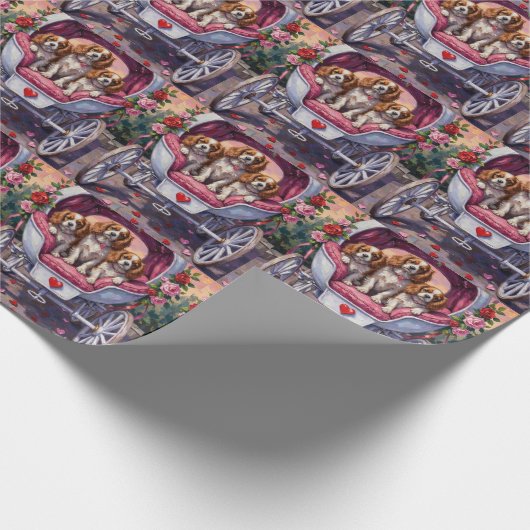Cavalier King Charles Spaniel Dog Valentine's Day Geschenkpapier (Ecke)