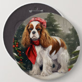 Cavalier King Charles Spaniel Dog Weihnachten Button (Vorne & Hinten)