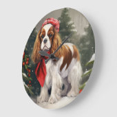 Cavalier King Charles Spaniel Dog Weihnachten Große Wanduhr (Winkel)