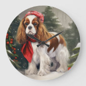 Cavalier King Charles Spaniel Dog Weihnachten Große Wanduhr (Vorderseite)