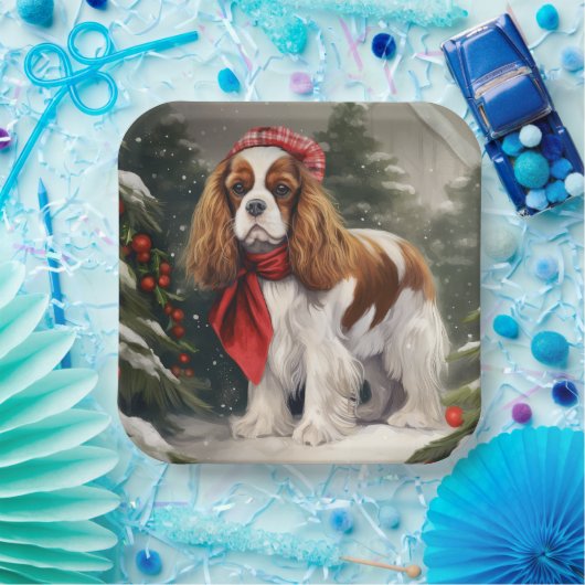 Cavalier King Charles Spaniel Dog Weihnachten Pappteller (Party)